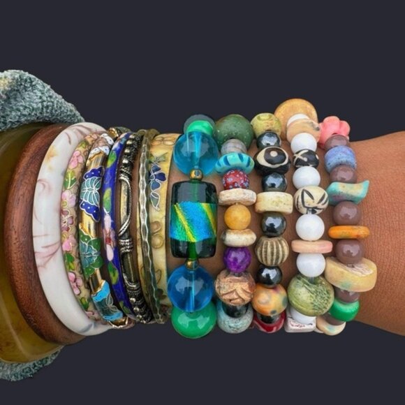 Brown Mixed Bead Boho Bracelet - Picture 2 of 6